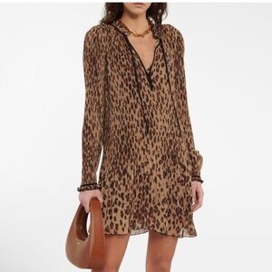 Veronica Beard Luvie Leopard Print Long Sleeve Dress
